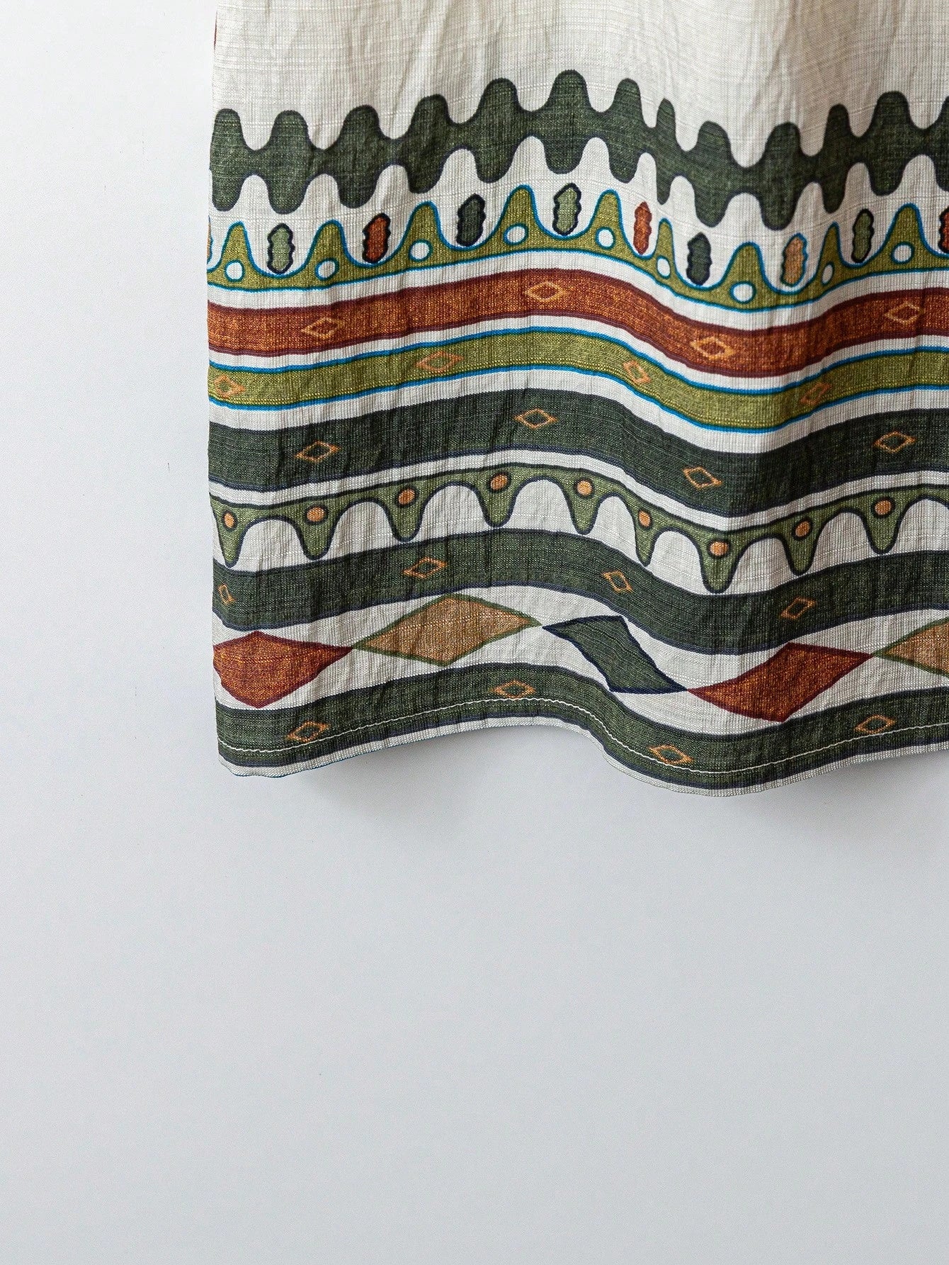 Round Neck Sleeveless Printed Boho Midi Dress-Green