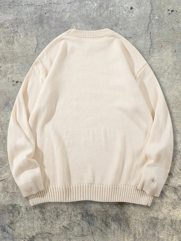 Oversized Broken Heart Embroidered Sweater