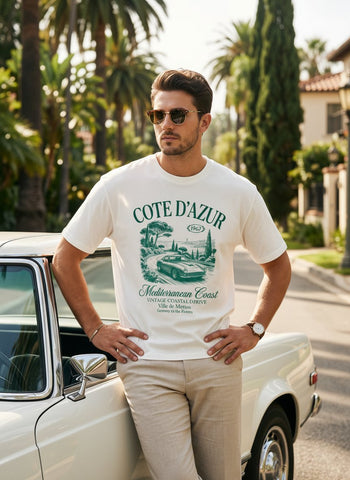 Vintage Graphic Riviera Coastal Mens T-Shirt