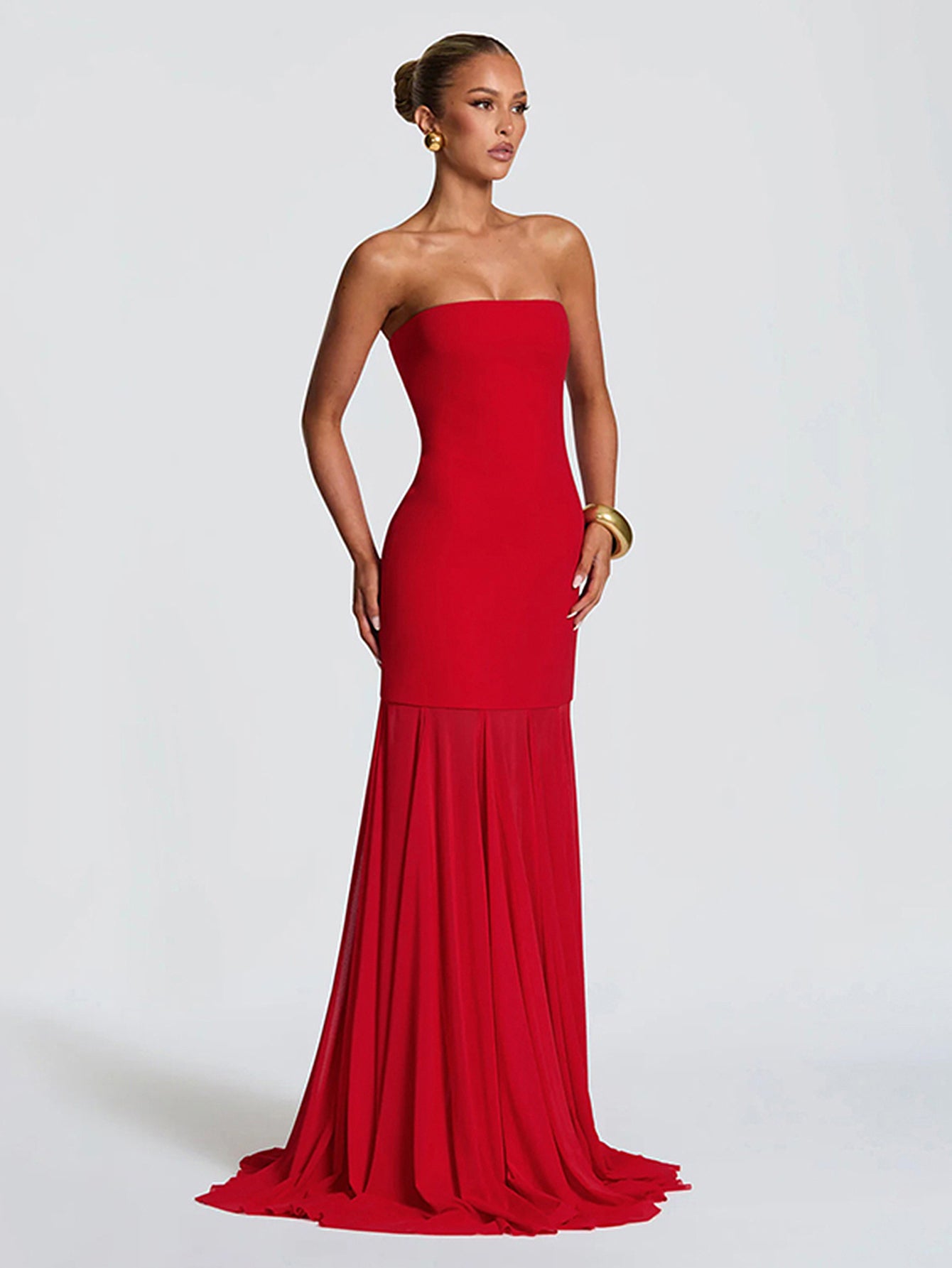 Halter Neck Sheer Panel Elegant Maxi Dress
