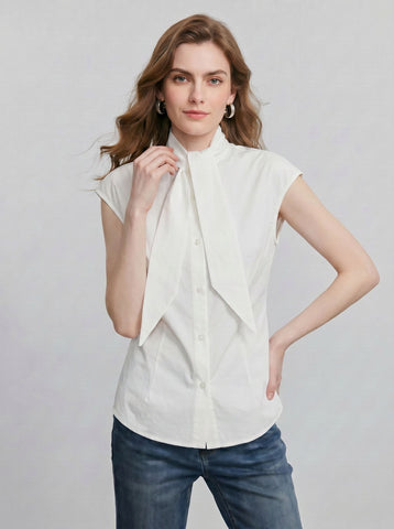 Bow Tie Sleeveless Blouse