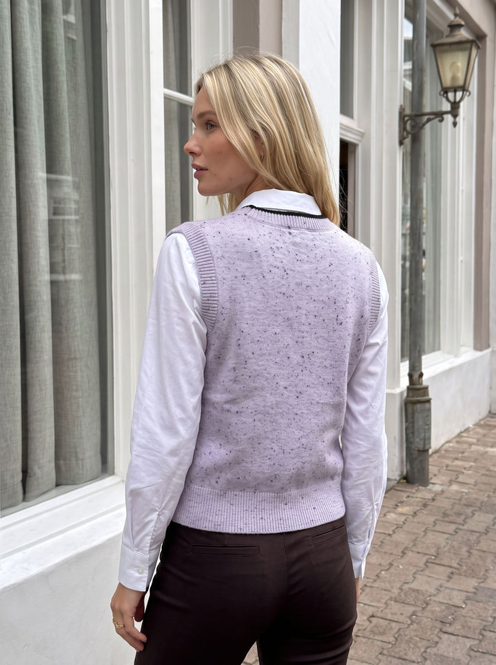 Speckled V Neck Knit Sweater Vest