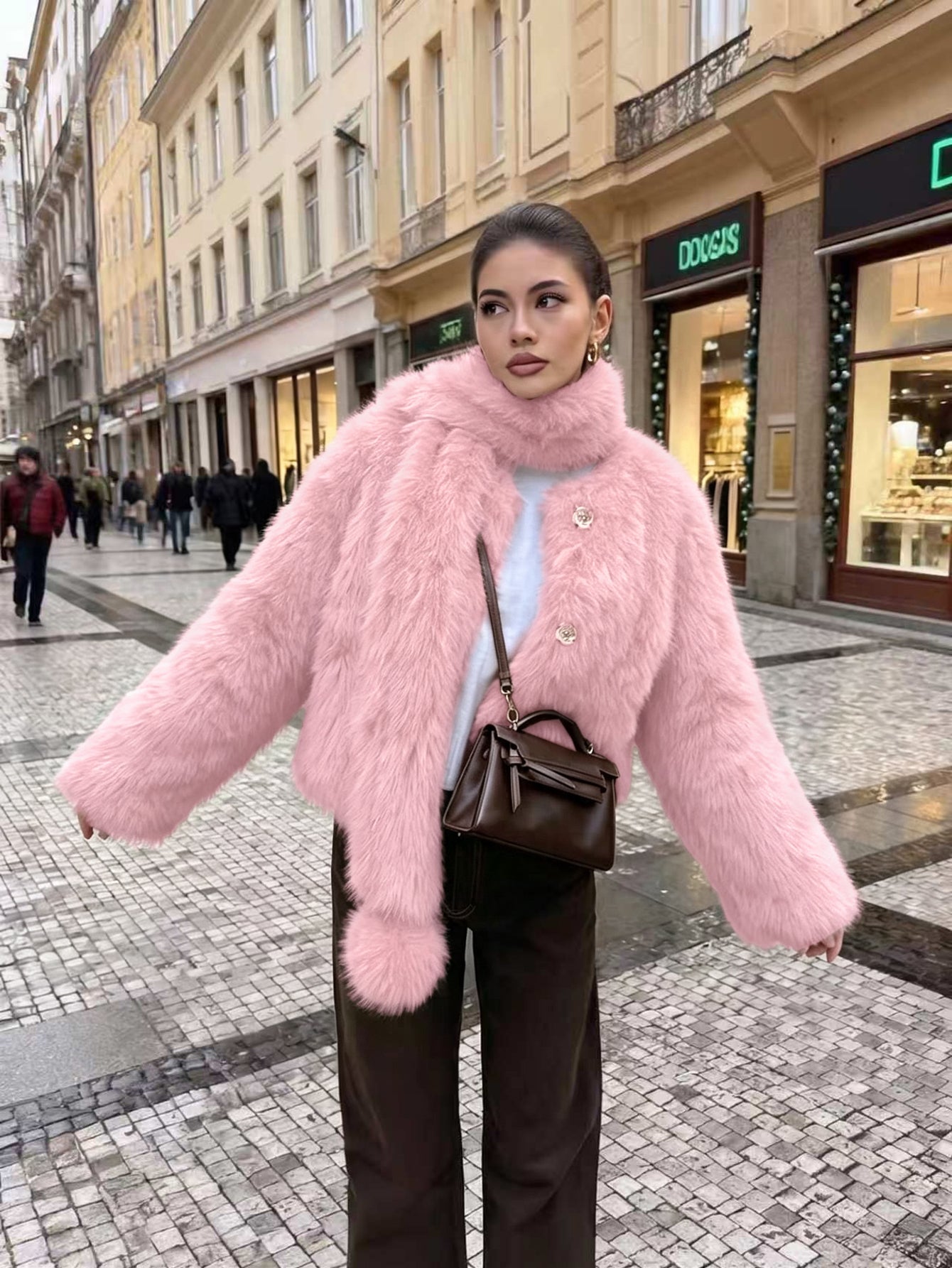 Luxurious Red Faux Fur Jacket