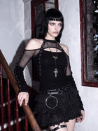 Gothic Mesh Cutout Long Sleeve Top