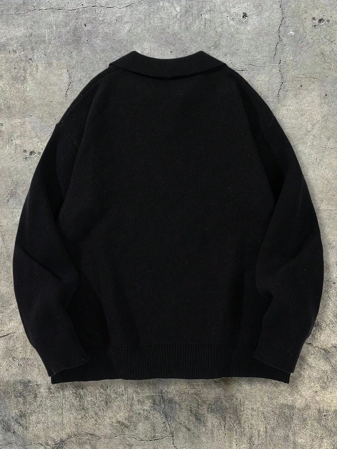 Oversized Graphic Polo Knit Sweater