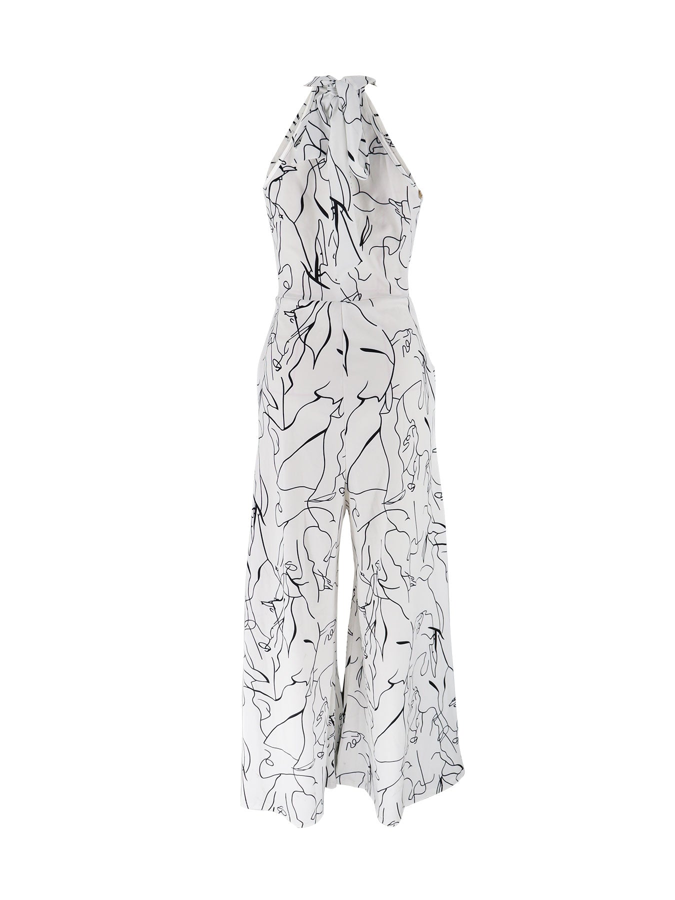 Halter Neck Abstract Print Jumpsuit