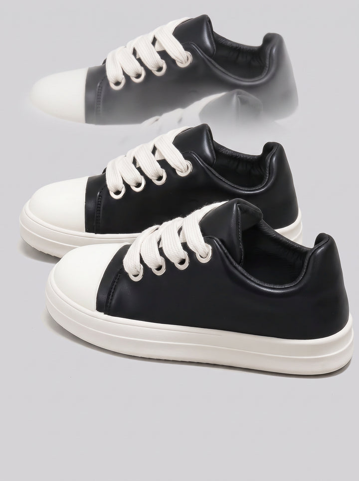 Leather Toe Cap Casual Sneakers