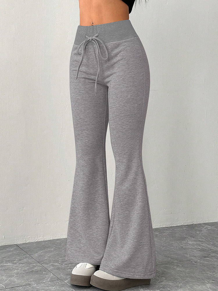 High Waisted Drawstring Flare Lounge Pants