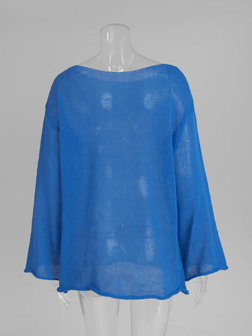 Oversized Lightweight Boat Neck Knit Sweater