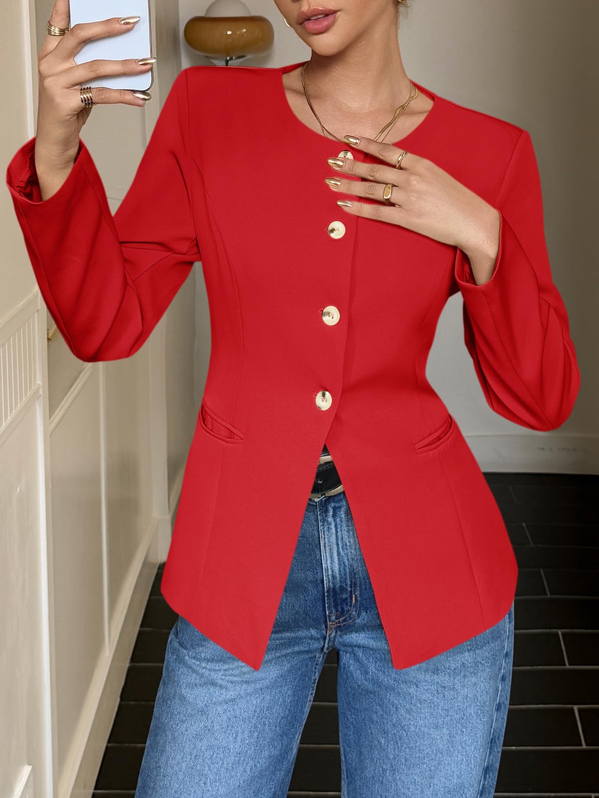 Tailored Slim Fit Button Blazer Jacket