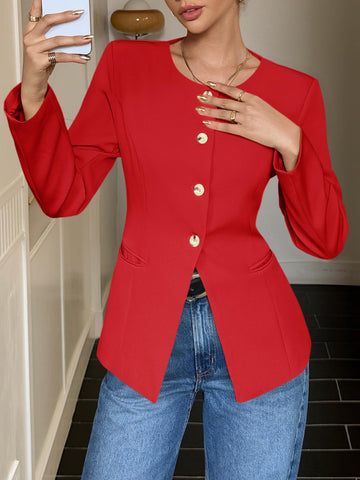 Tailored Slim Fit Button Blazer Jacket
