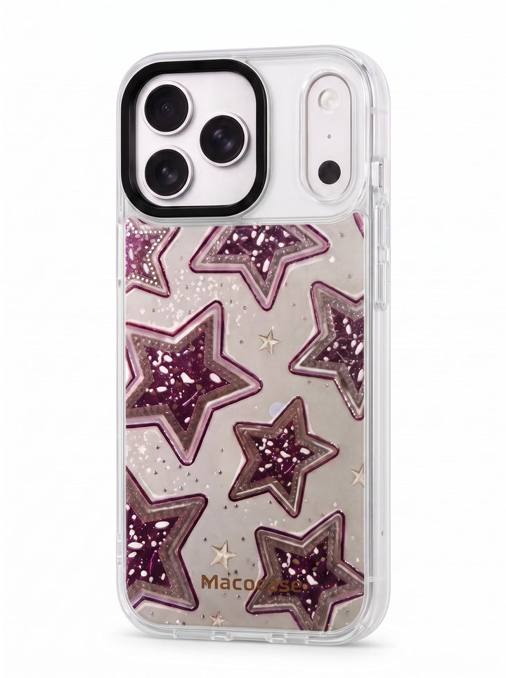 Glittery Purple Star Pattern Phone Case