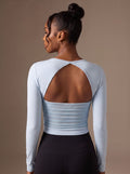 Open Back Ruched Long Sleeve Tee