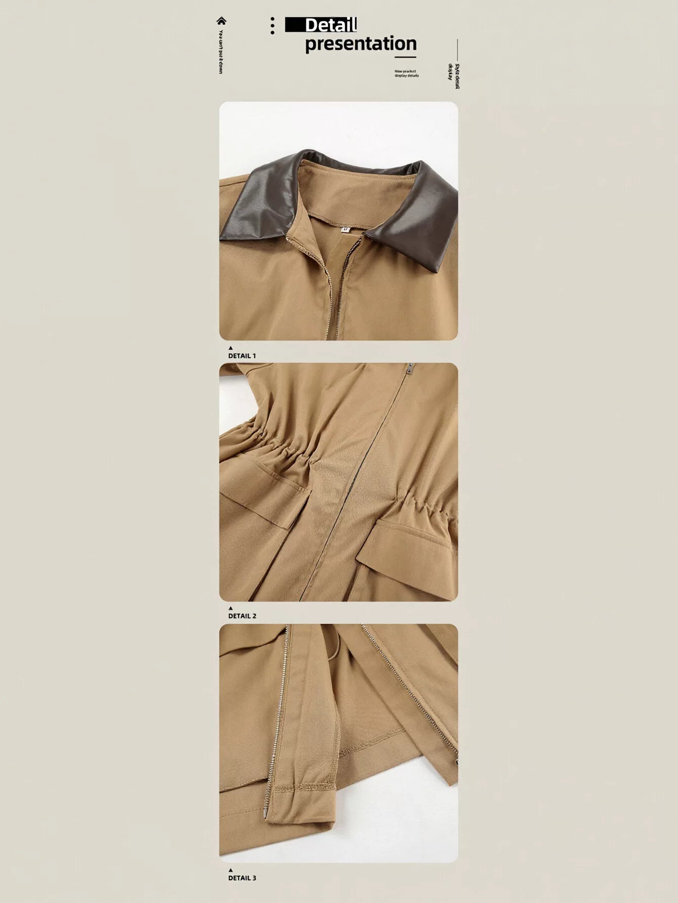 Oversized Contrast Collar Utility Trench Coat