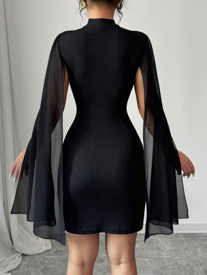 Elegant Cape Sleeve Mini Dress