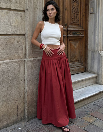High Waisted Pleated Maxi Skirt