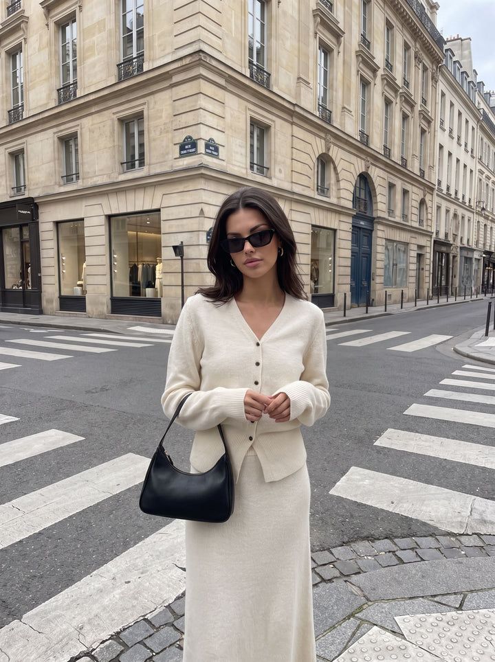 Cozy Soft Knit Cardigan Skirt Set
