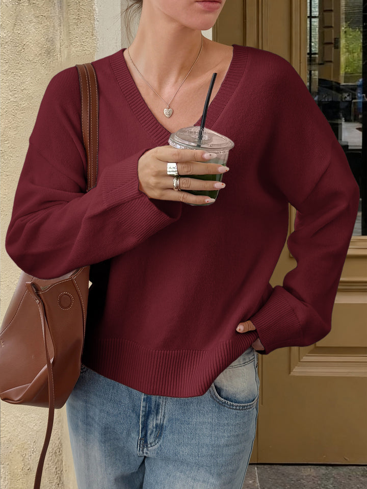 Oversized V Neck Pullover Sweater