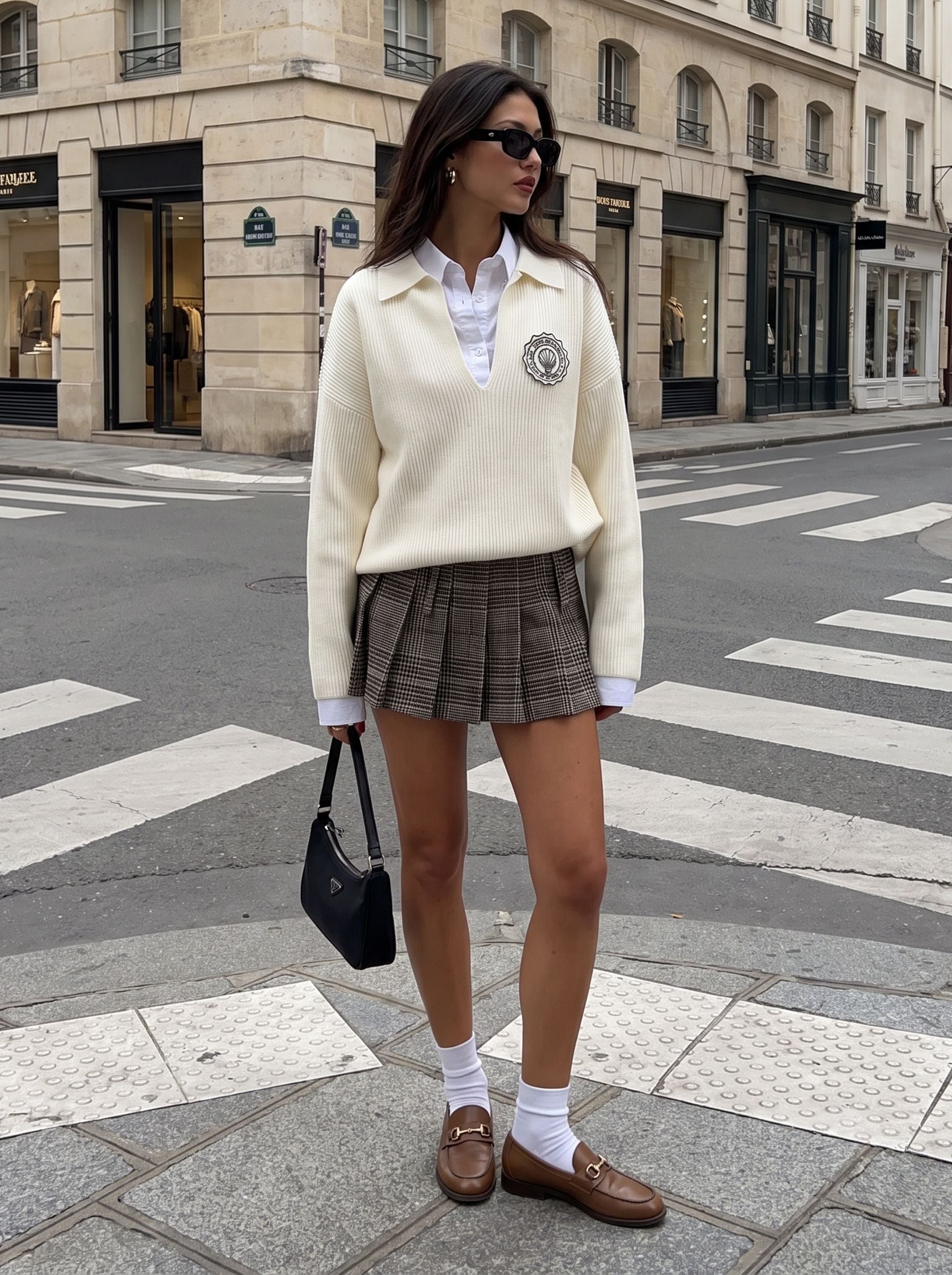 Preppy Embroidered Collar Knit Sweater