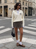 Preppy Embroidered Collar Knit Sweater