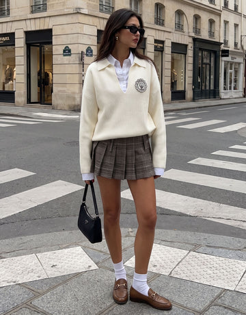 Preppy Embroidered Collar Knit Sweater