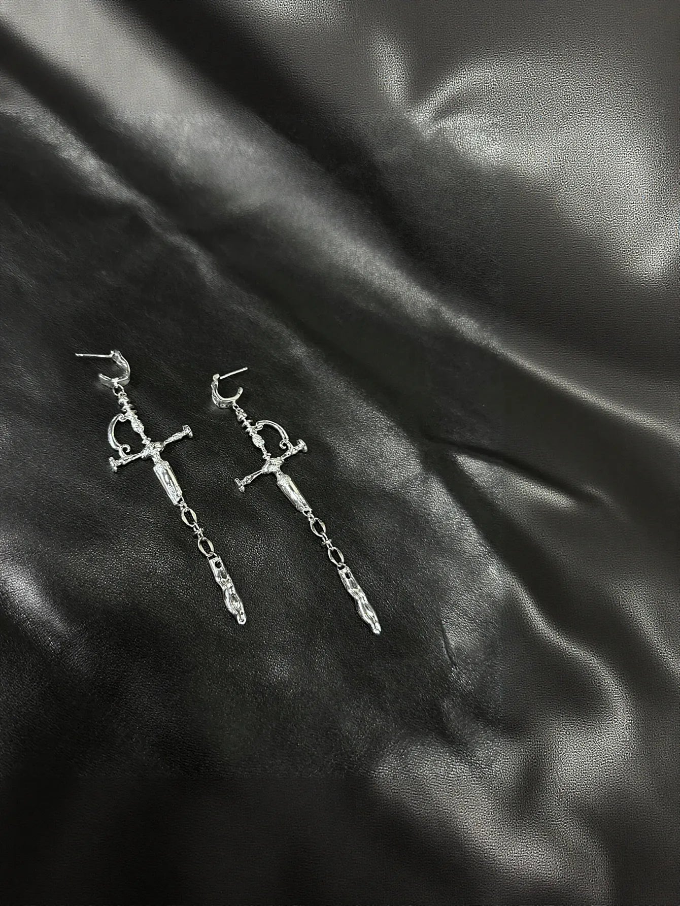Edgy Gothic Sword Dangle Earrings