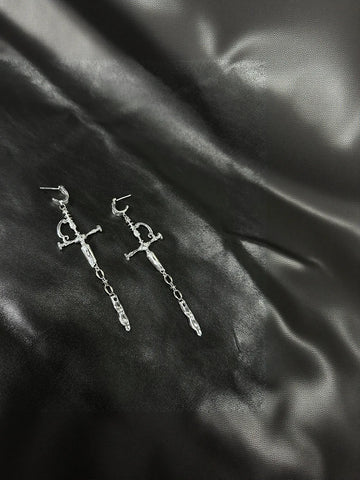 Edgy Gothic Sword Dangle Earrings