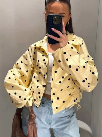 Polka Dot Cropped Jacket Shorts Set