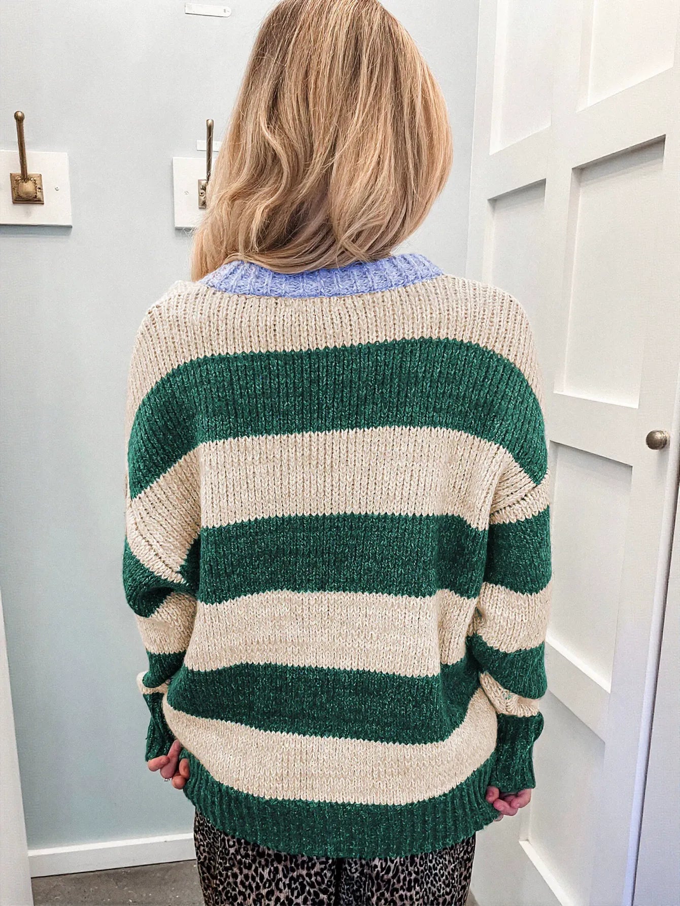 Oversized Striped Crewneck Knit Sweater