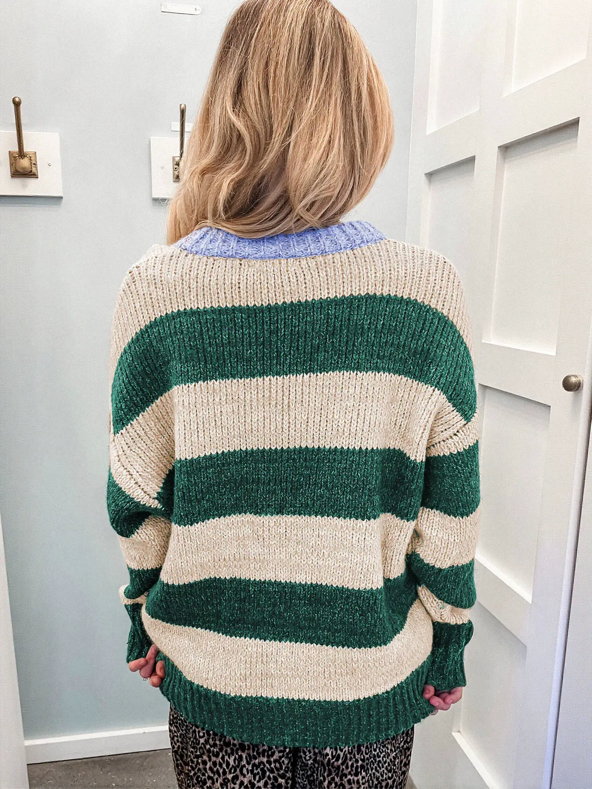 Oversized Striped Crewneck Knit Sweater