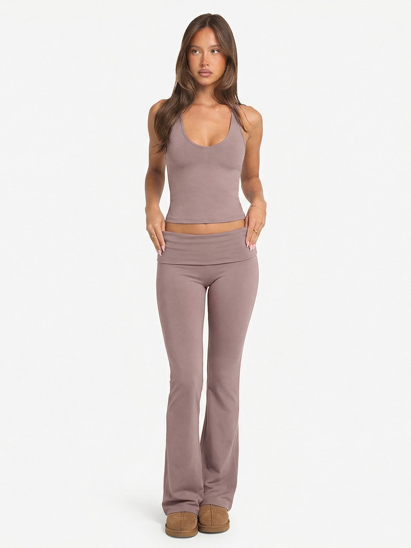 Haltered High-Elasticity Sexy Yoga Vest-Brown