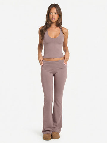 Haltered High-Elasticity Sexy Yoga Vest-Brown