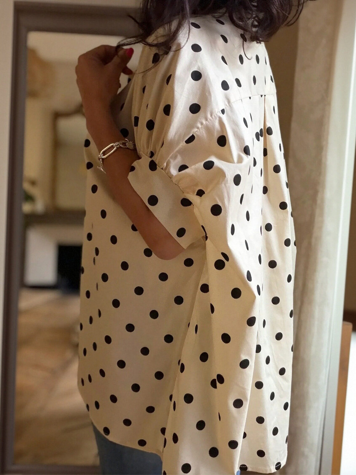 Oversized Polka Dot Button Up Shirt