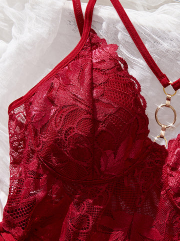 Lace Trimmed Side Slit Nightdress