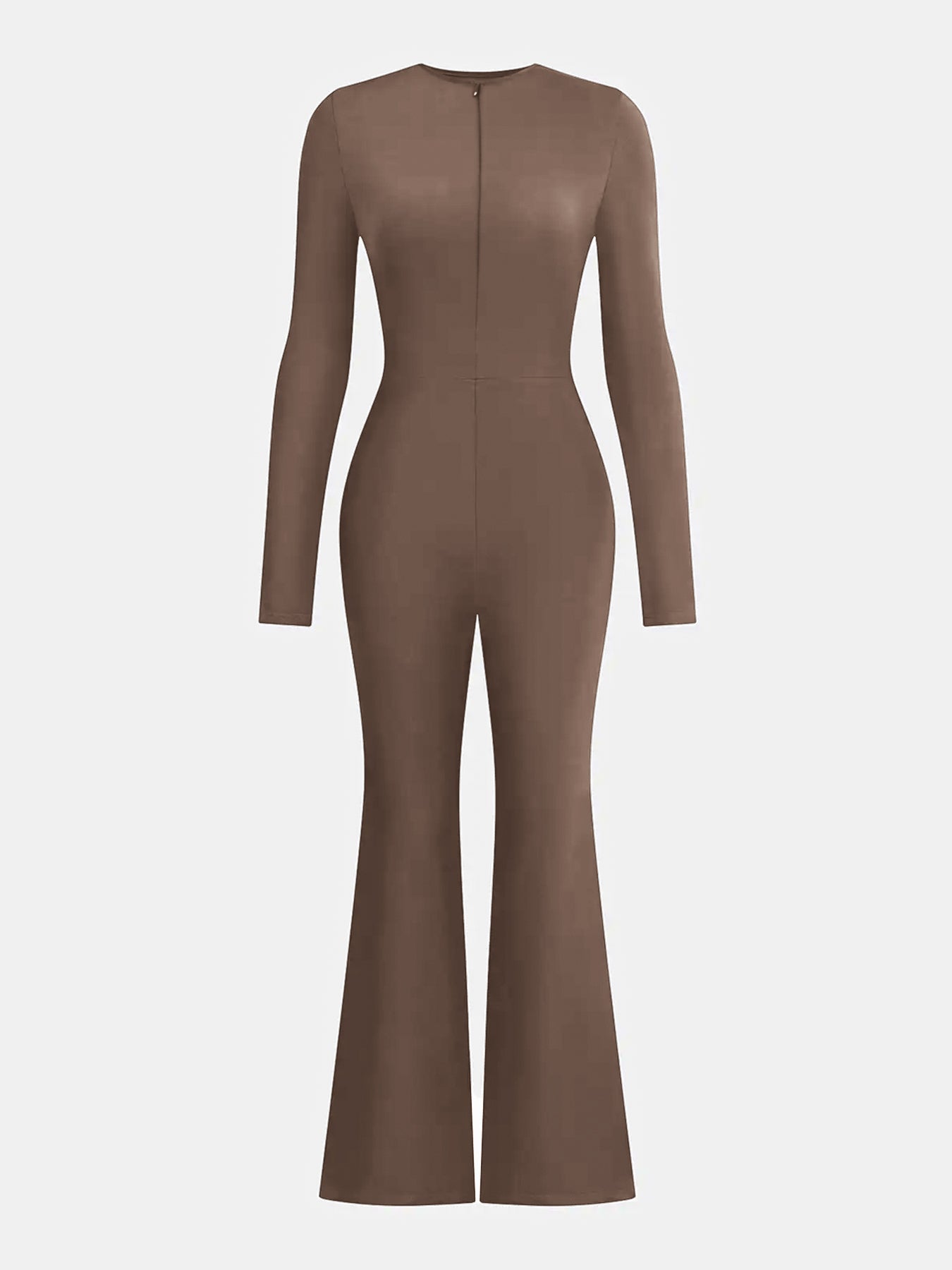 Deep-V Neck Flare-Leg Sporty Jumpsuit-Multicolor