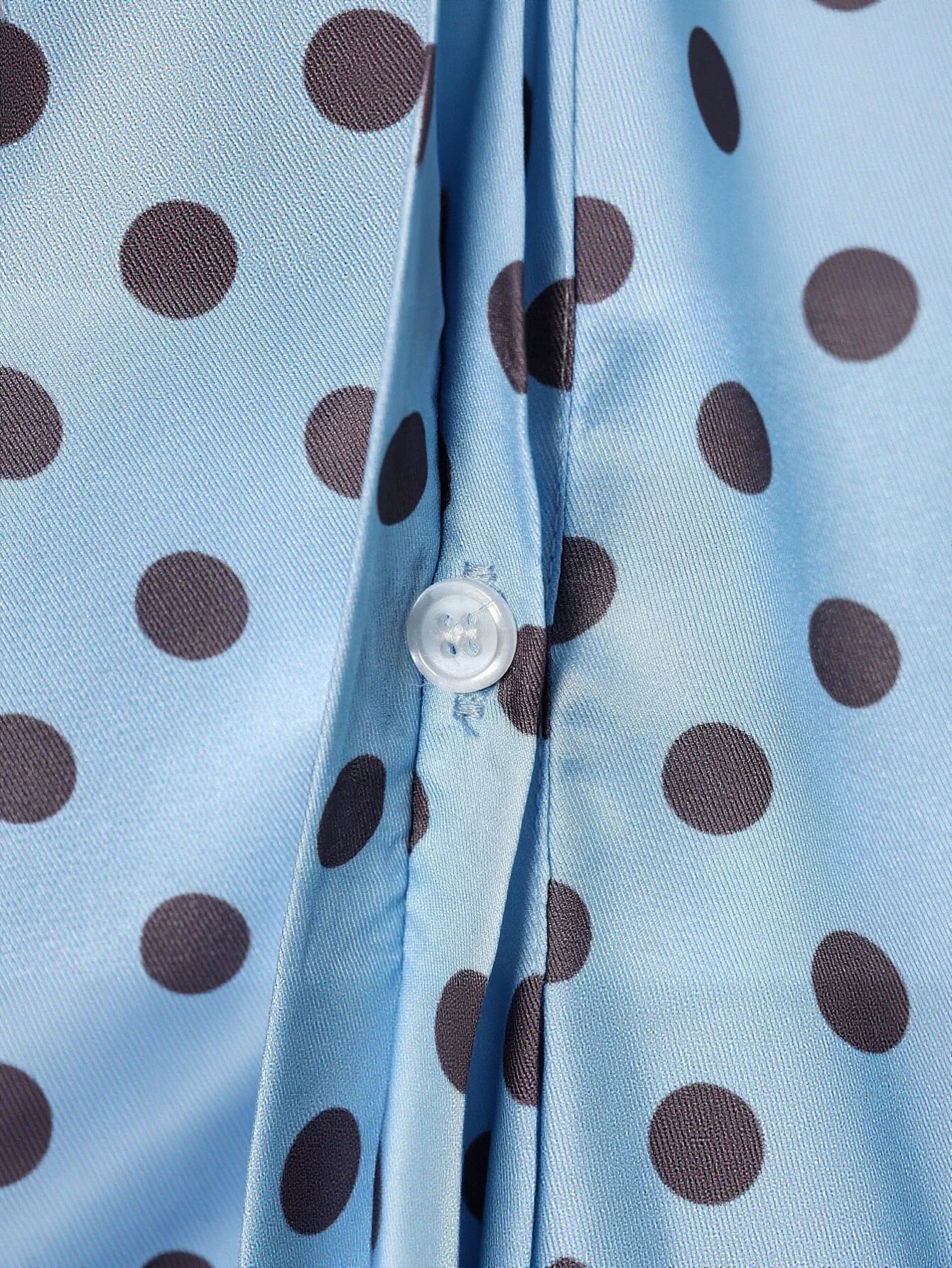 Polka Dot Tie Waist Button Shirt