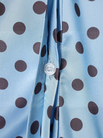 Polka Dot Tie Waist Button Shirt