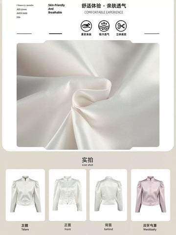 Puff Sleeve Fitted Button Down Shirt
