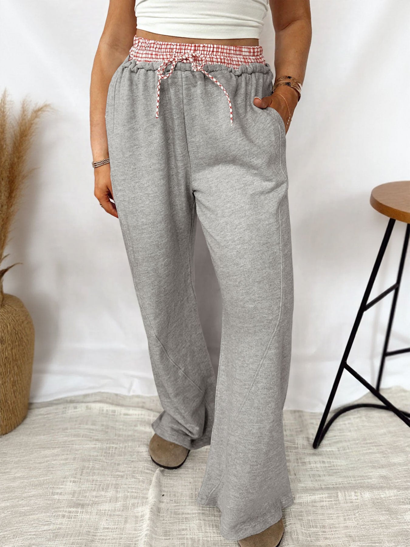 Wide-Leg Drawstring Pocket Casual Sweatpants