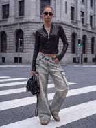 Cropped Faux Leather Zip Jacket