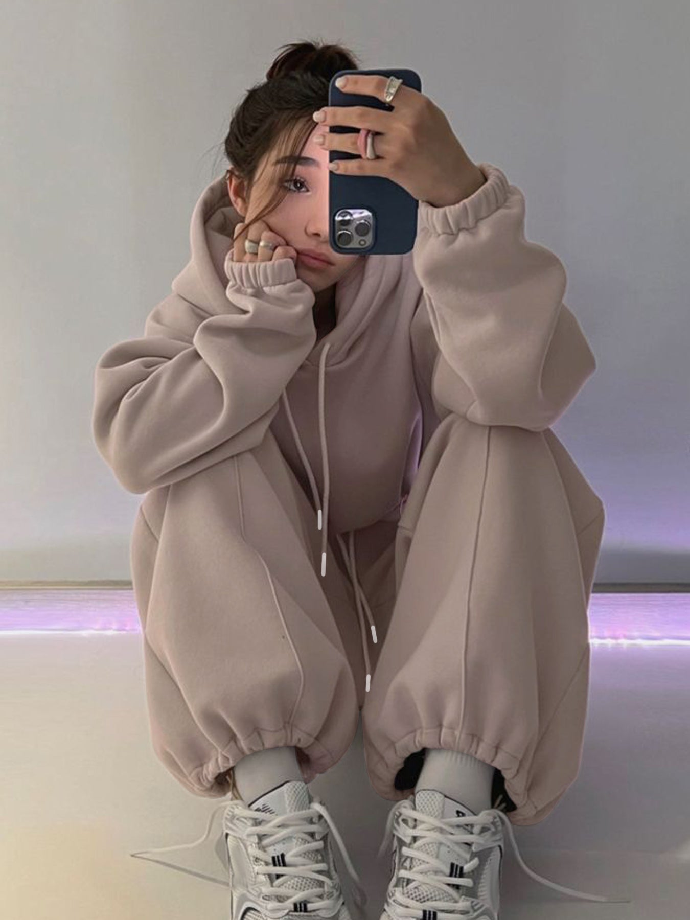 Cozy Fleece Cropped Hoodie Pant Set