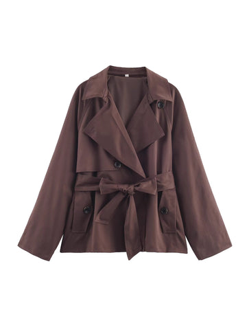 Classic Belted Double Breasted Trench Jacket