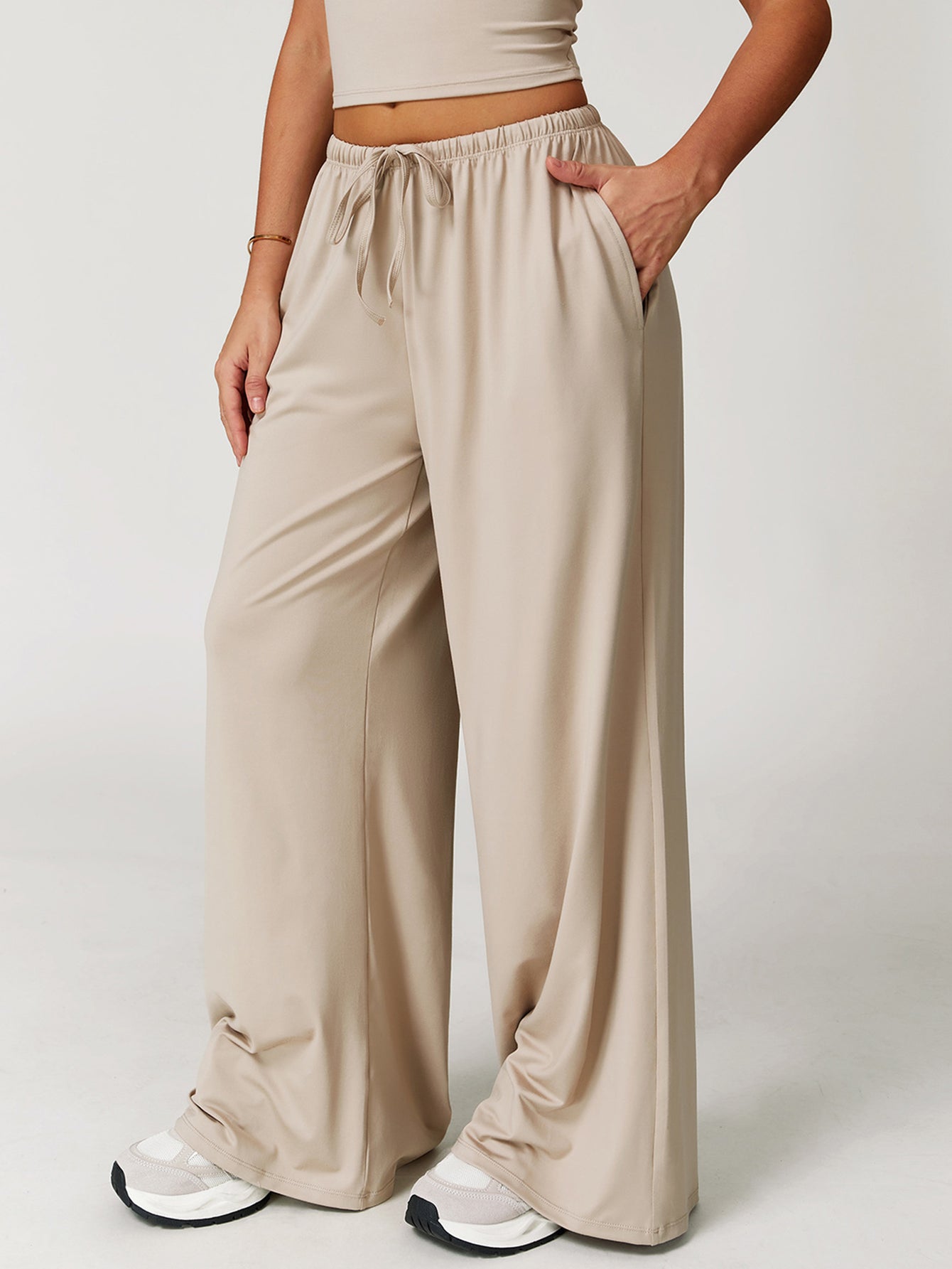 Drawstring Waist Straight Leg Pants