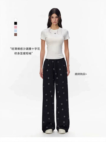 High Waisted Printed Wide Leg Pants