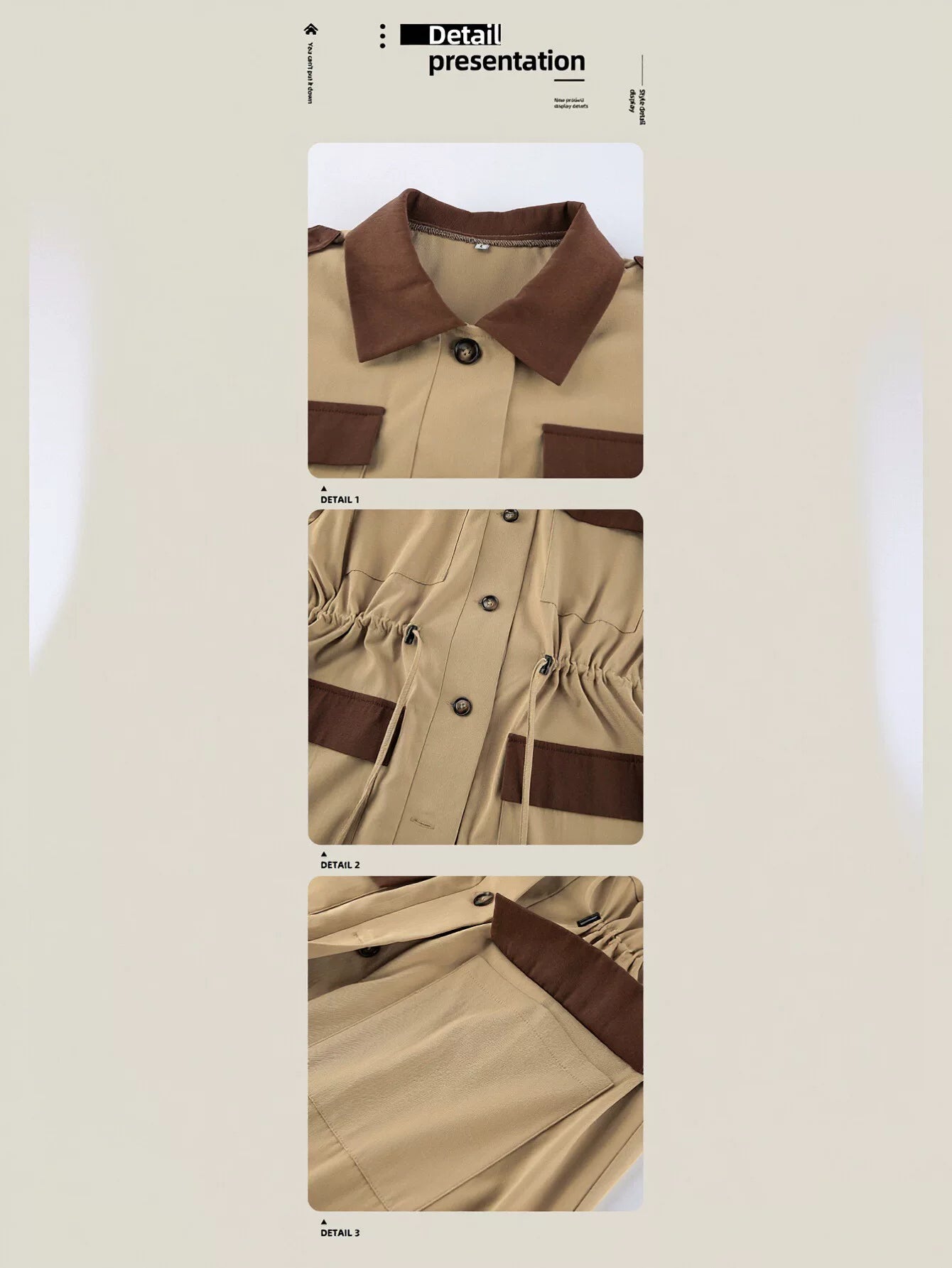 Oversized Colorblock Utility Trench Coat