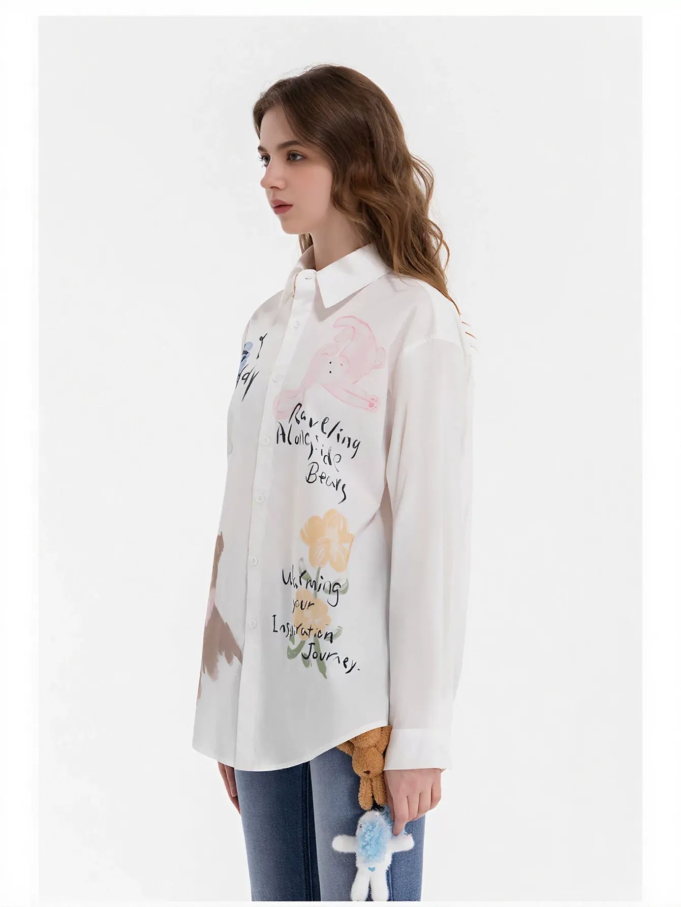 Oversized Graphic Printed Button Up Shirt