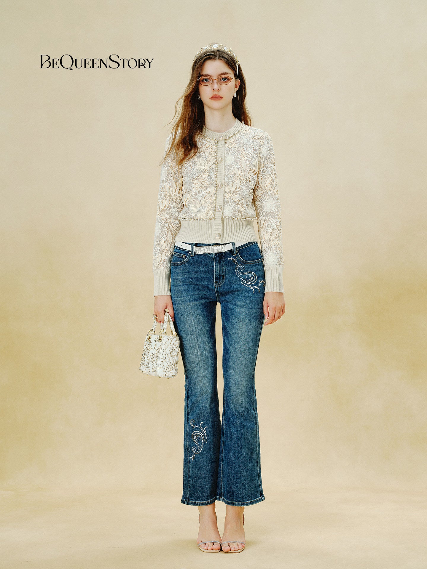 Elegant Floral Lace Knit Cardigan