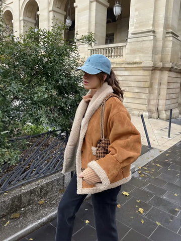 Cozy Faux Suede Sherpa Jacket