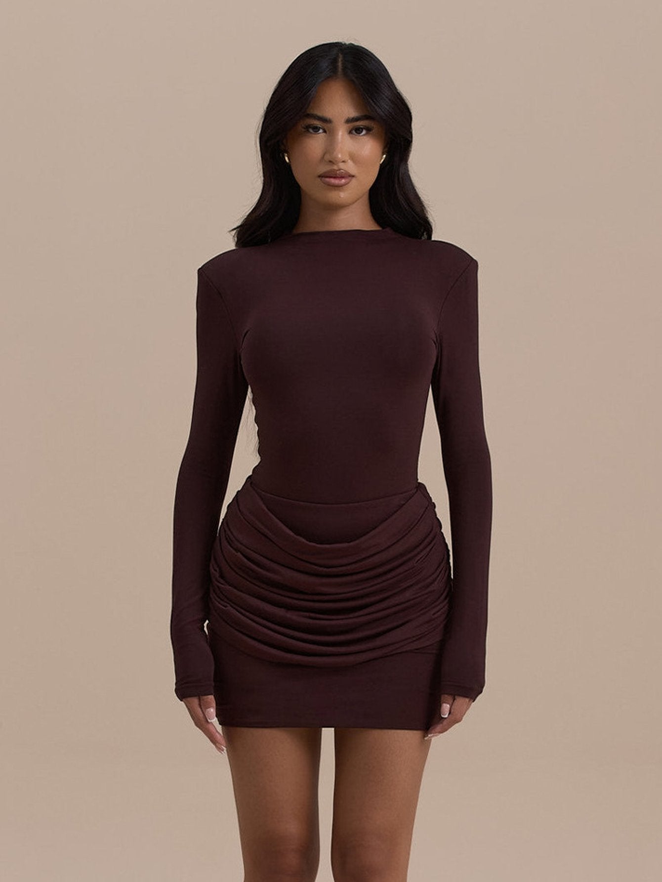 Bodycon Ruched Long Sleeve Mini Dress