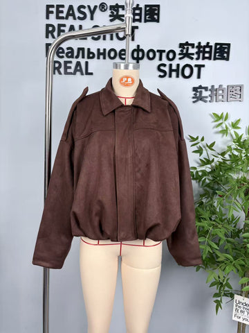 Oversized Suede Bubble Hem Jacket